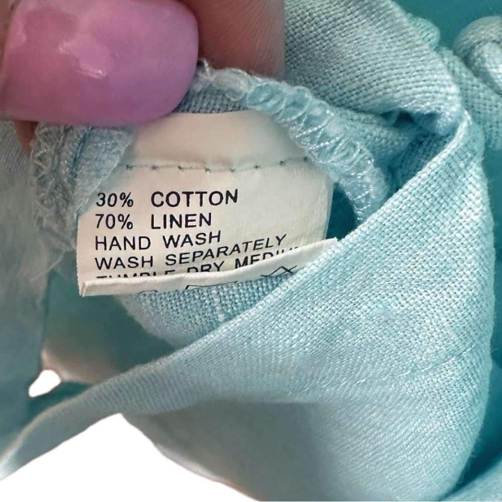 🌸Spring Breeze- Blue Linen Blend Tunic Button Down Top- Size XL - Picture 7 of 9